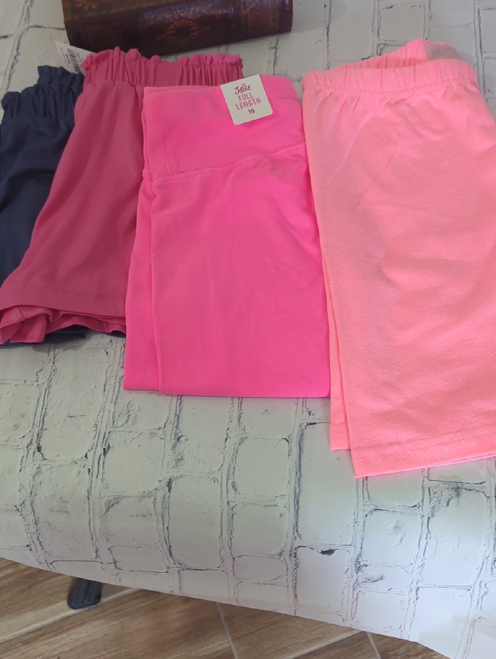 NWT 4 PC Girls' Pink Elastic Waist Leggings And Shorts 10/12